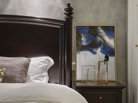 现代风格卧室墙布背景墙装修效果图，格林馨语卧室图
