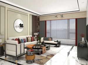 美居乐窗帘卧室新中式风格，客厅窗帘装修图